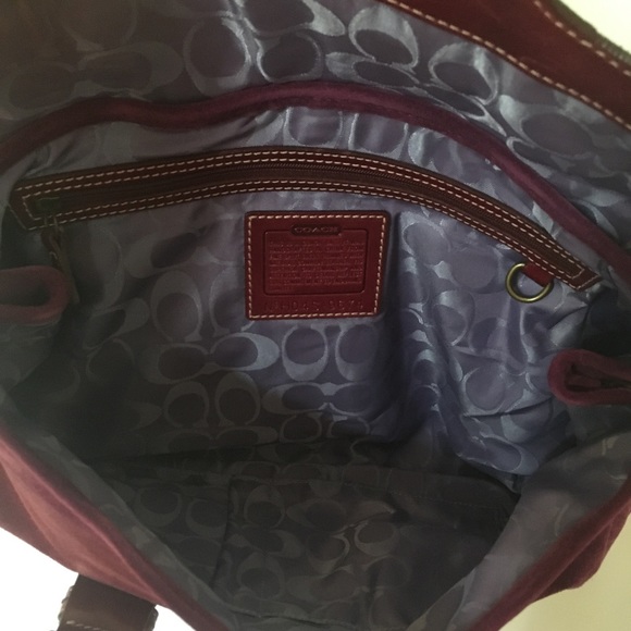Coach Burgundy Suede Satchel - Picture 11 of 14